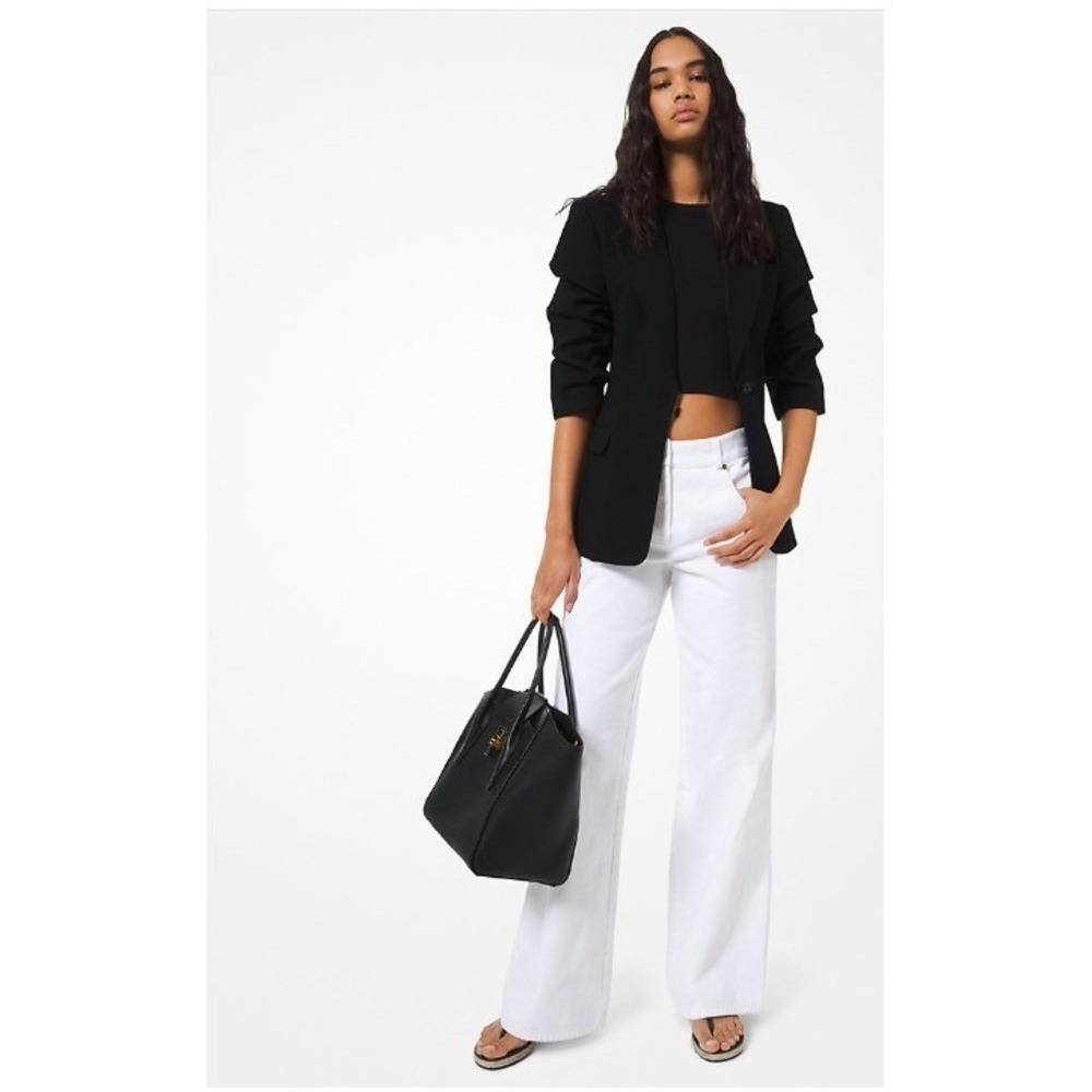 Michael Kors Pants Womens 14 White Carmen Wide Leg Super High Rise Denim New